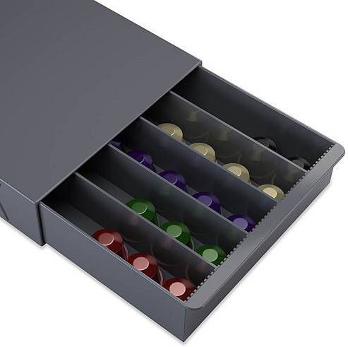 Balvi Coffee Box coffee capsules color white storage for coffee capsules metal/bamboo 6 x 14.5 x 37 cm